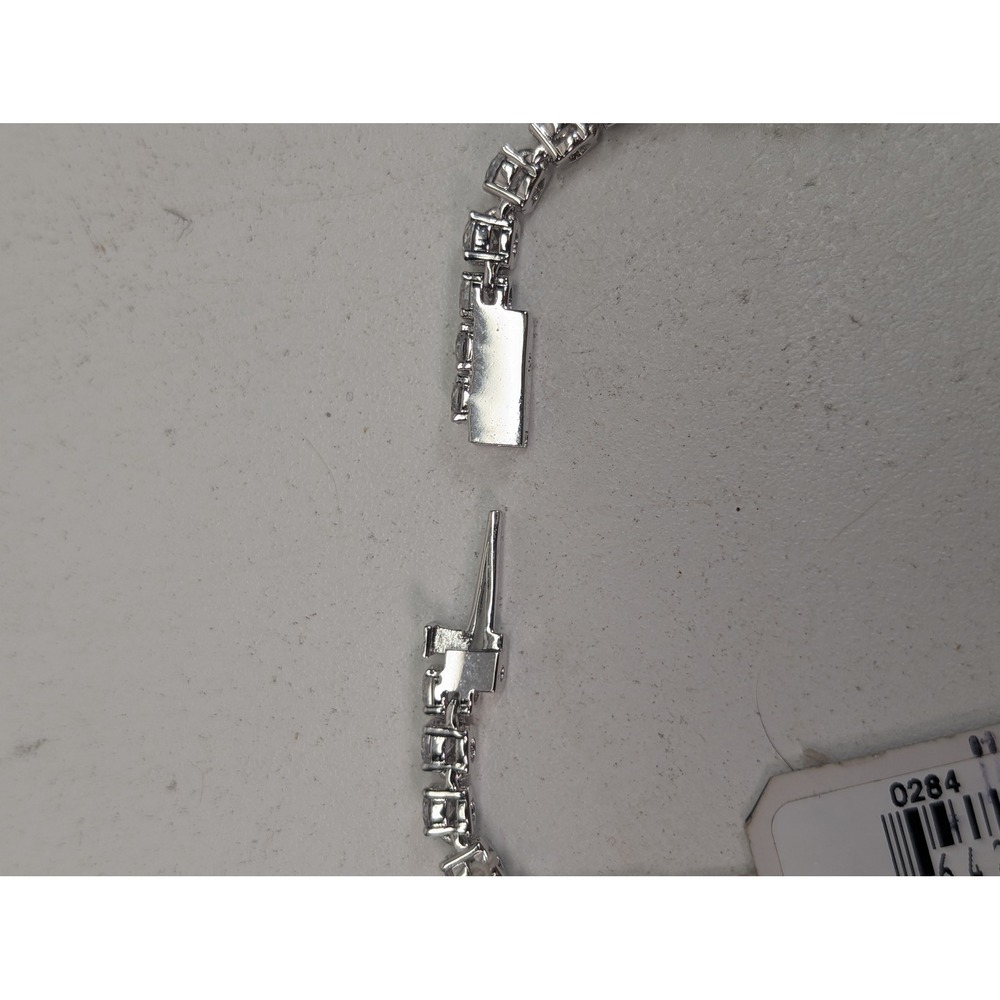 Nadri Cubic Zirconia Faux Pearl Drop Necklace Rhodium Plated NN463RWP Bridal NEW - Picture 8 of 9